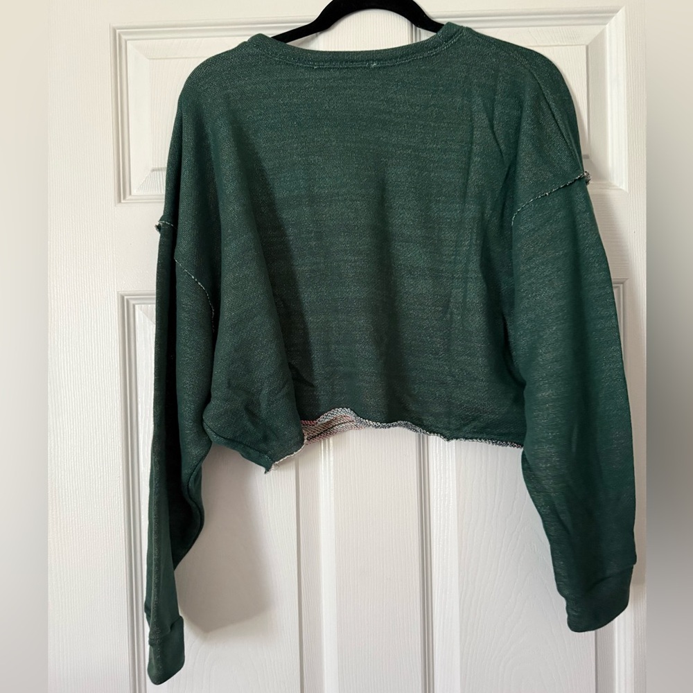 Double Zero Forest Green Long Sleeve Crop Top - Picture 3 of 6